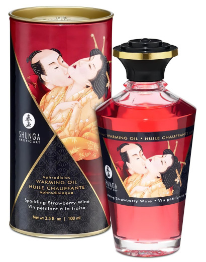 Shunga - melegítő masszázsolaj - pezsgő-eper (100ml)