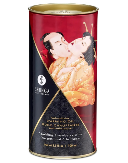 Shunga - melegítő masszázsolaj - pezsgő-eper (100ml)