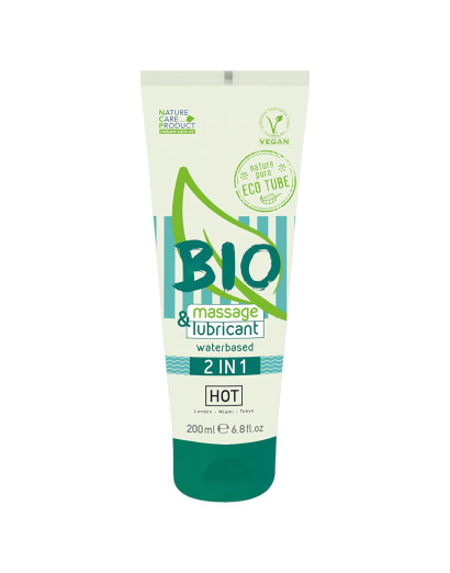 HOT Bio 2IN1 - vízbázisú síkosító- és masszázsgél (200ml)