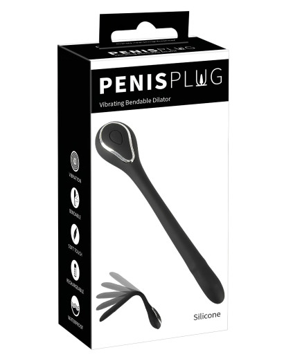 Penis Plug Dilator - akkus húgycsővibrátor (0,6-1,1cm) - fekete