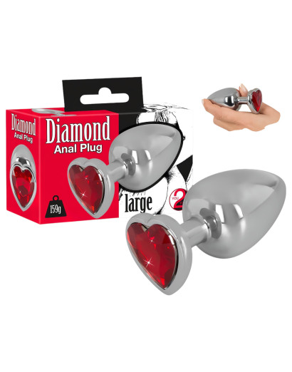 You2Toys - Diamond - 159g-os alumínium anál dildó (ezüst-piros)