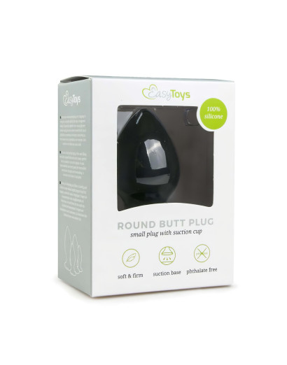 EasyToys Round Butt Plug XL - anál dildó (fekete) - extra nagy