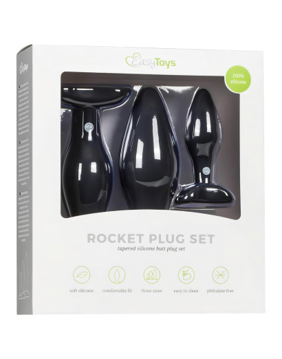 Easytoys Rocket - anál dildó szett - fekete (3 részes)