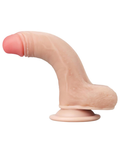 Lovetoy Sliding-Skin - kétrétegű tapadótalpas dildó - 18cm (natúr)