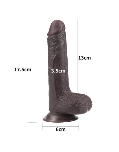 Lovetoy Sliding-Skin - kétrétegű tapadótalpas dildó - 18cm (barna)