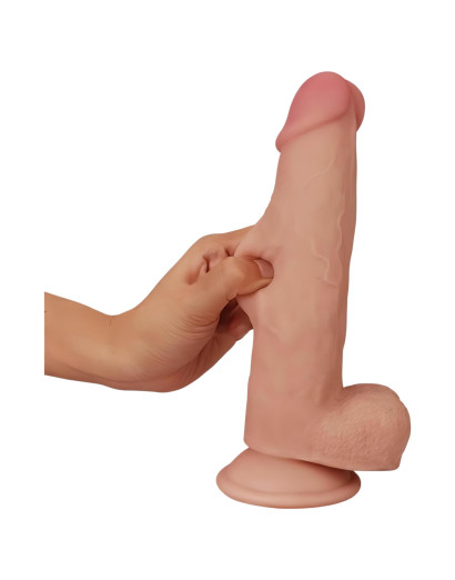 Lovetoy Sliding-Skin - kétrétegű tapadótalpas dildó - 21cm (natúr)