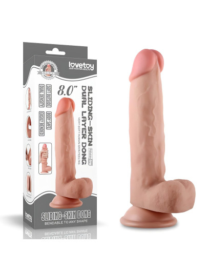 Lovetoy Sliding-Skin - kétrétegű tapadótalpas dildó - 21cm (natúr)