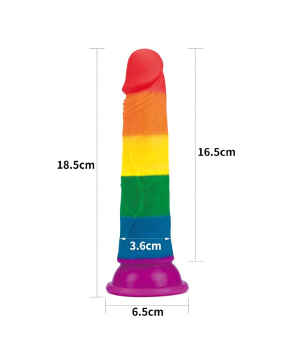 Lovetoy Prider - élethű dildó - 19cm (szivárvány)