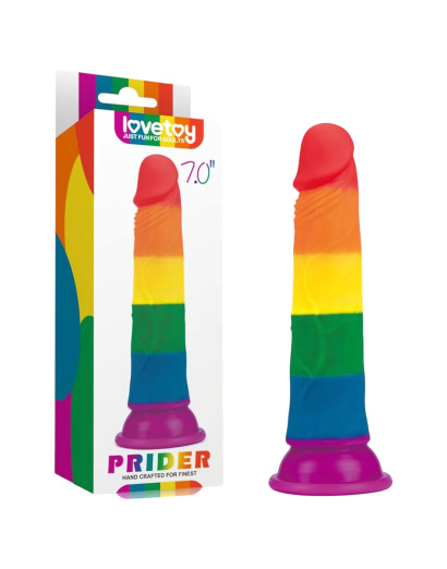 Lovetoy Prider - élethű dildó - 19cm (szivárvány)