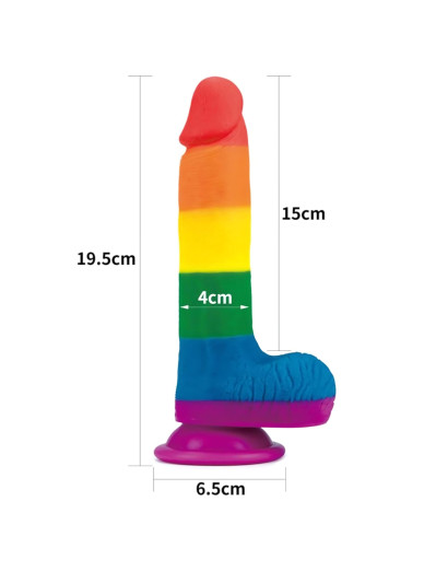 Lovetoy Prider - élethű herés dildó - 20cm (szivárvány)