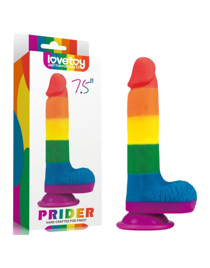 Lovetoy Prider - élethű herés dildó - 20cm (szivárvány)