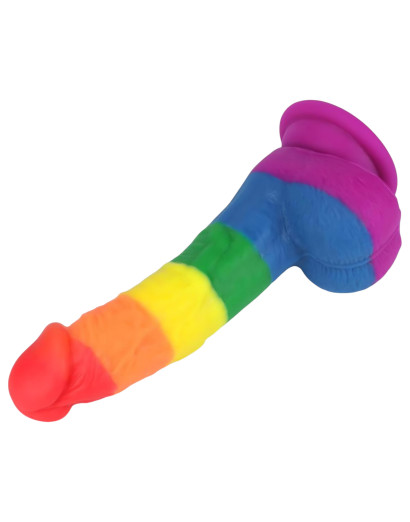 Lovetoy Prider - élethű likvid szilikon dildó - 19cm (szivárvány)