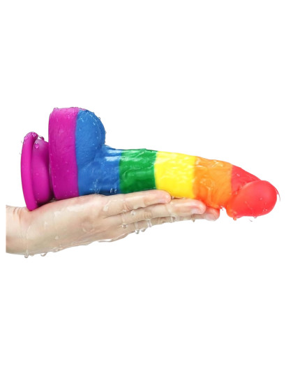 Lovetoy Prider - élethű likvid szilikon dildó - 19cm (szivárvány)