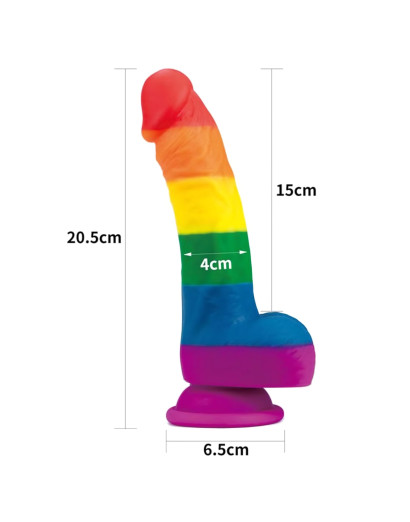 Lovetoy Prider - élethű likvid szilikon dildó - 19cm (szivárvány)