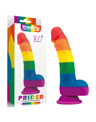 Lovetoy Prider - élethű likvid szilikon dildó - 19cm (szivárvány)