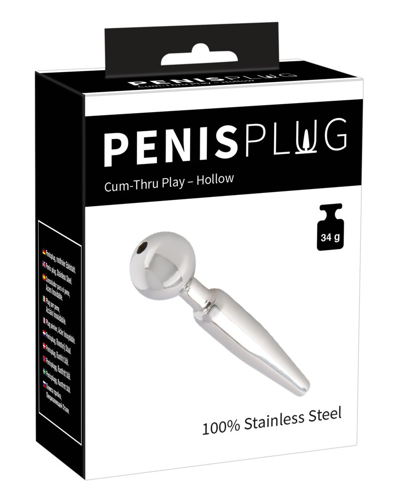 Penisplug Cum-Thru Play - üreges acél húgycsőtágító kúp (0,5-1cm)