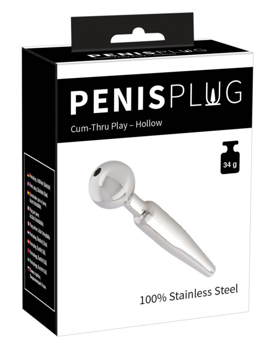 Penisplug Cum-Thru Play - üreges acél húgycsőtágító kúp (0,5-1cm)