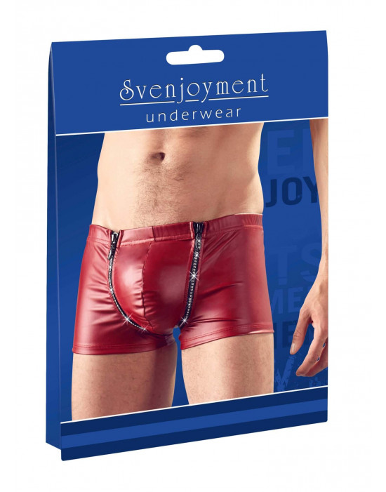 Svenjoyment - fényes boxer strasszos cipzárral (bordó)