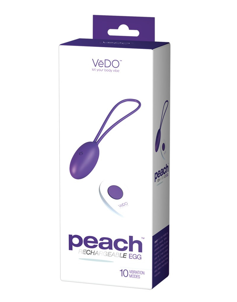 VeDO Peach - akkus, rádiós vibrációs tojás (lila)