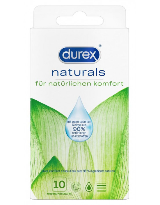Durex Naturals - vékony óvszer vízalapú síkosítóval (10db)